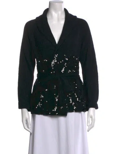 Pre-owned Dries Van Noten Alpaca V-neck Sweater In Black
