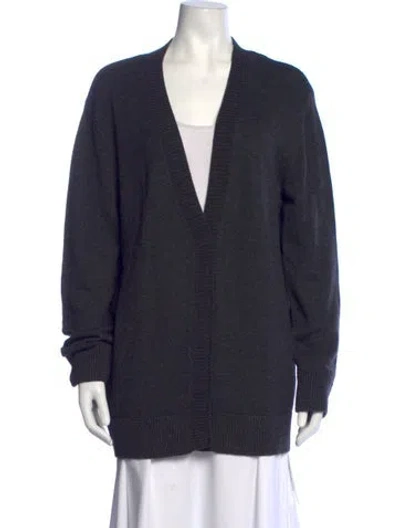 Pre-owned Dries Van Noten Alpaca V-neck Sweater In Blue