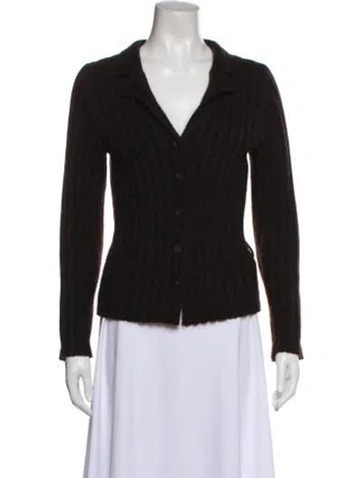 Pre-owned Dries Van Noten Alpaca V-neck Sweater In Brown