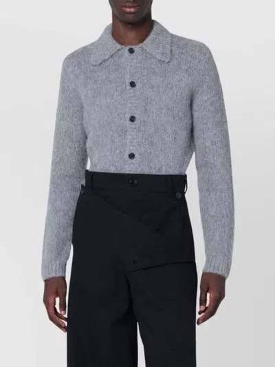 Dries Van Noten Grey Alpaca And Wool Blend Cardigan Men In Gray