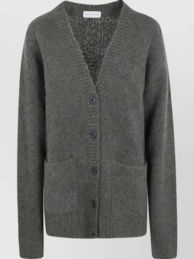 Dries Van Noten Alpaca Wool Merino Wool Cardigan In Gray