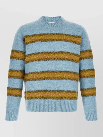 Dries Van Noten Striped Wool And Alpaca Blend Sweater In Blue