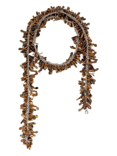 Dries Van Noten Amber-beads Scarf Necklace In Gold