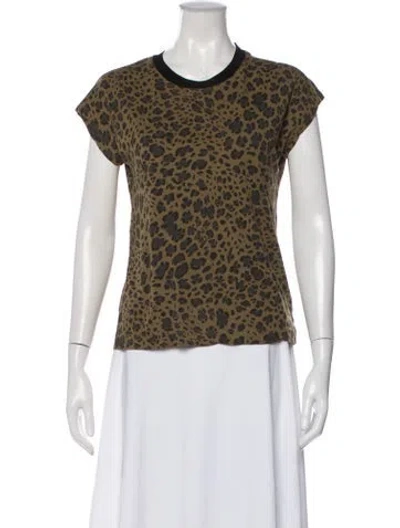 Pre-owned Dries Van Noten Animal Print Crew Neck T-shirt In Brown