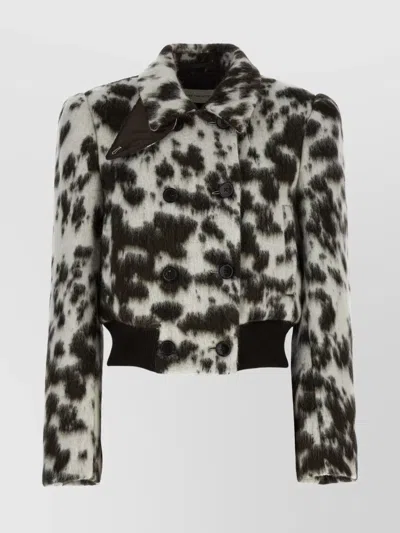 DRIES VAN NOTEN ANIMAL PRINT DOUBLE BREASTED LONG SLEEVE COAT