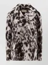 Dries Van Noten Animal Print Double-breasted Wool Alpaca Coat In Gray