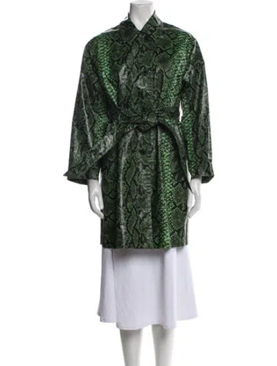 Pre-owned Dries Van Noten Animal Print Faux Fur Coat In Green