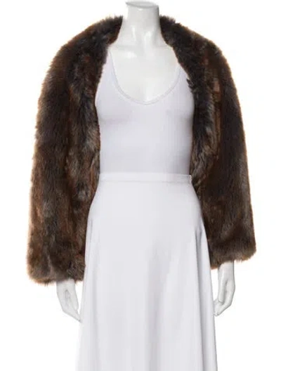 Pre-owned Dries Van Noten Animal Print Faux Fur Jacket In Brown