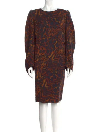 Pre-owned Dries Van Noten Animal Print Knee-length Dress In Brown