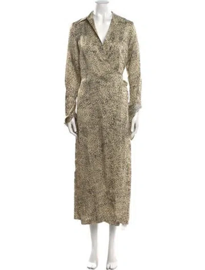 Pre-owned Dries Van Noten Animal Print Long Dress In Neutral