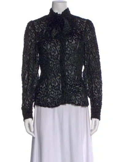 Pre-owned Dries Van Noten Animal Print Long Sleeve Blouse In Multi