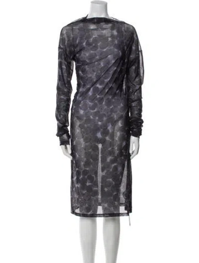 Pre-owned Dries Van Noten Animal Print Midi Length Dress In Blue