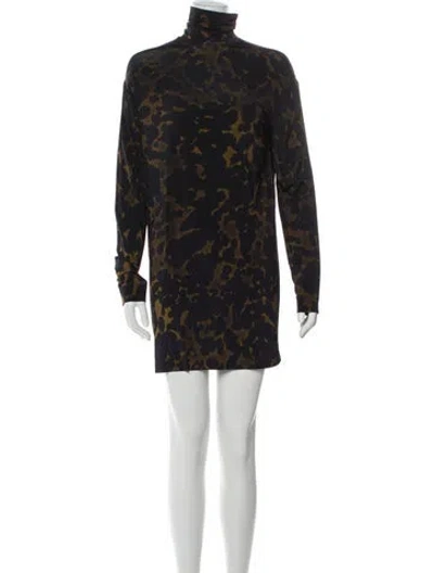 Pre-owned Dries Van Noten Animal Print Mini Dress In Blue
