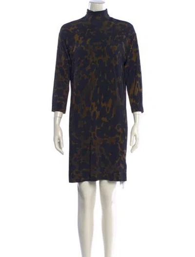 Pre-owned Dries Van Noten Animal Print Mini Dress In Blue