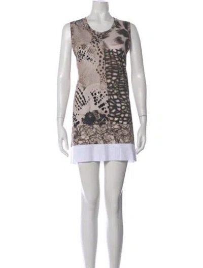 Pre-owned Dries Van Noten Animal Print Mini Dress In Gray