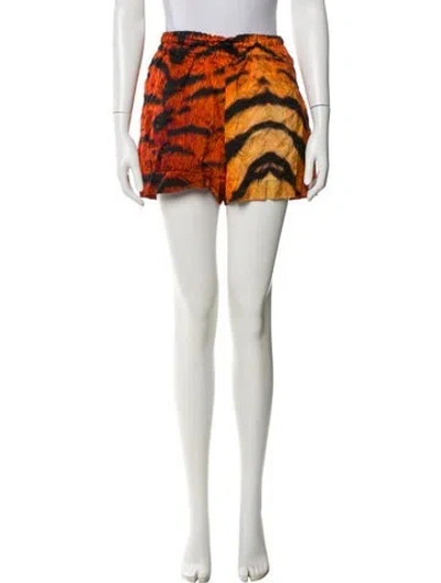 Pre-owned Dries Van Noten Animal Print Mini Shorts In Red