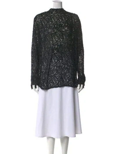 Pre-owned Dries Van Noten Animal Print Mock Neck Blouse In Multi