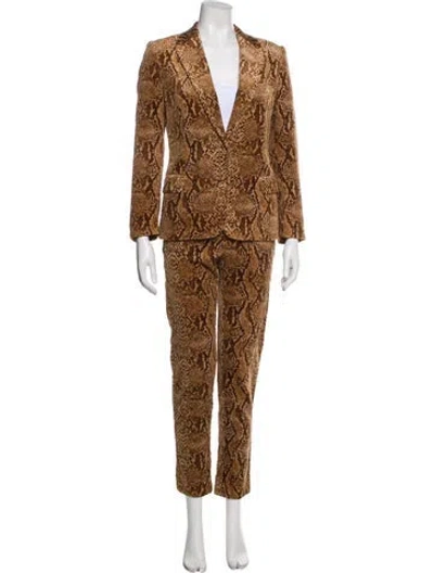 Pre-owned Dries Van Noten Animal Print Pant Set In Brown