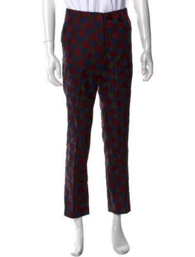 Pre-owned Dries Van Noten Animal Print Pants In Red