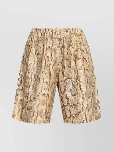 Dries Van Noten Animal Print Sequin Embellished Knee-length Shorts In Multi
