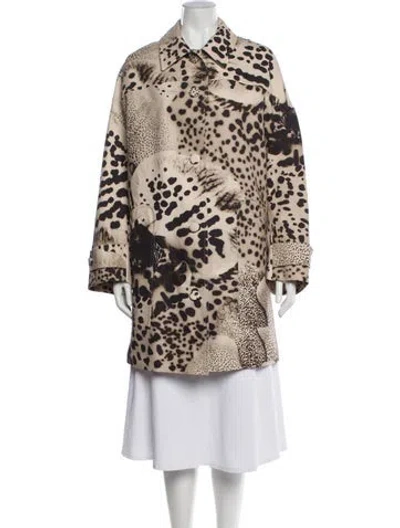 Pre-owned Dries Van Noten Animal Print Trench Coat In Neutral