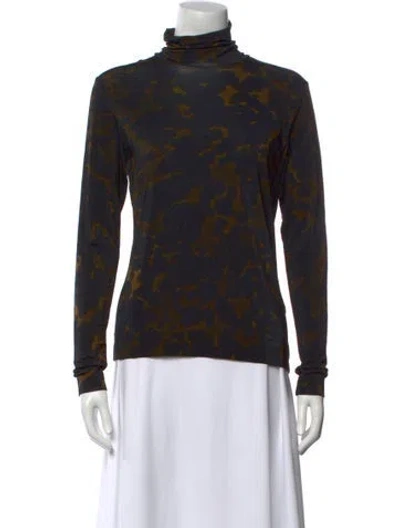 Pre-owned Dries Van Noten Animal Print Turtleneck Sweatshirt In Black