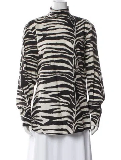 Pre-owned Dries Van Noten Animal Print Turtleneck Top In Multi