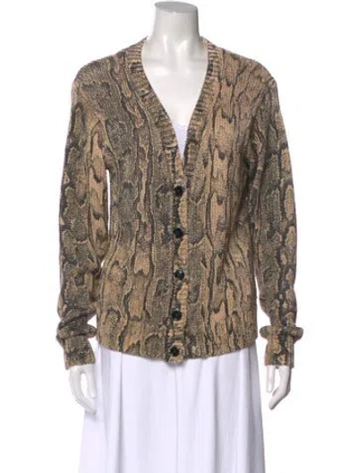 Pre-owned Dries Van Noten Animal Print V-neck Sweater In Multi