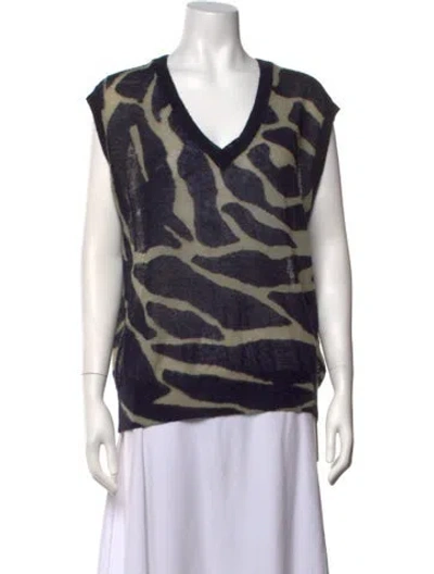 Pre-owned Dries Van Noten Animal Print V-neck Sweater W/ Tags In Multicolor