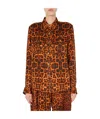 Dries Van Noten Leopard-print Satin Blouse In Brown