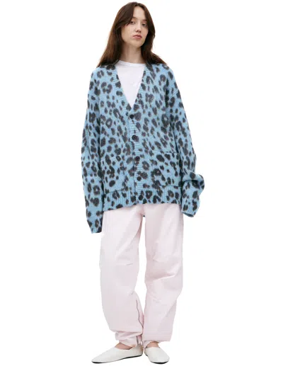 Dries Van Noten Animalistic Print Cardigan In Blue
