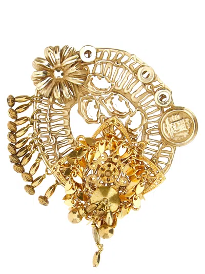 Dries Van Noten Antiqued Brass Brooch In Gold