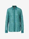 Dries Van Noten Applique Print Shirt In Turquoise Blue