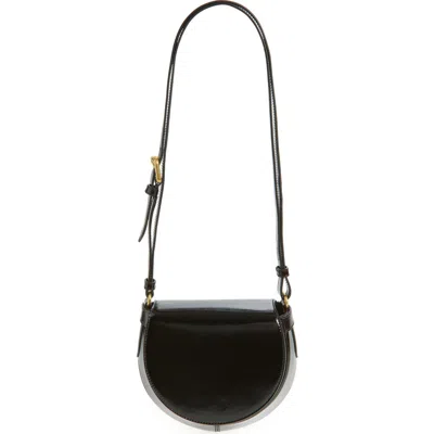 Dries Van Noten Arc Patent Leather Crossbody Bag In Black