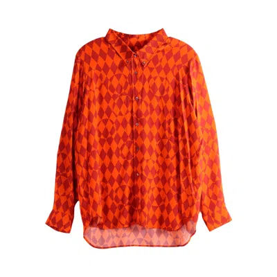 Pre-owned Dries Van Noten Argyle Print Shirt 'orange' | Women's Size 40