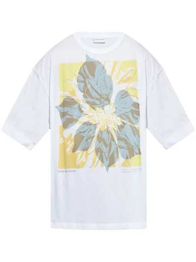 Dries Van Noten Artfully Designed White Cotton T-shirt