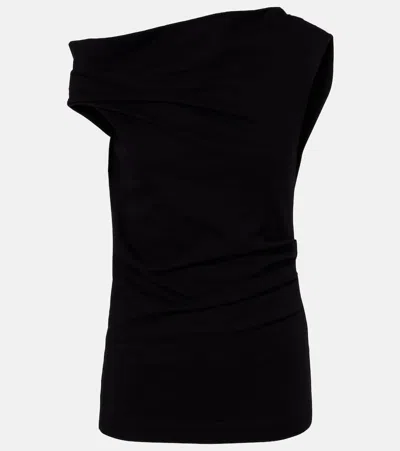Dries Van Noten Asymmetric Cotton Top In Black
