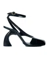 Dries Van Noten Womens Black Curved-heel Ankle-buckle Leather Sandals In Black
