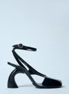 Dries Van Noten Womens Black Curved-heel Ankle-buckle Leather Sandals In Brown