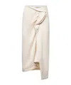 Dries Van Noten Women Ecru Cotton Draped Midi Skirt In White