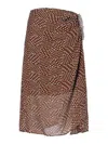 Dries Van Noten Midi Skirt With Irregular Polka Dot Print In Brown