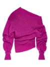 Dries Van Noten Asymmetric-neck Long-sleeve Sweater In Pink