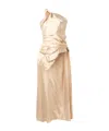 Dries Van Noten Asymmetric Open-back Gathered Satin Blouse In Gold