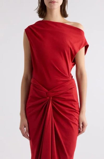 Dries Van Noten Asymmetric Sleeveless Cotton Knit Top In Red