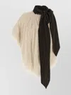 Dries Van Noten Asymmetric Striped Scarf Top Fringe Detailing In Neutral