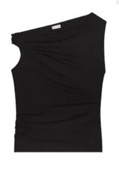 DRIES VAN NOTEN DRIES VAN NOTEN ASYMMETRICAL BLACK COTTON TOP