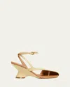 Dries Van Noten Asymmetrical Leather Wedge Sandals In Brown