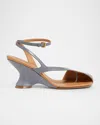 Dries Van Noten Asymmetrical Leather Wedge Sandals In Multi