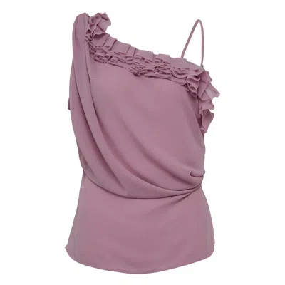 Dries Van Noten Asymmetrical Ruffled Top Voile In Brown