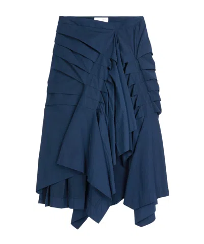 Dries Van Noten Asymmetrical Sewn Pleated Skirt In Blue